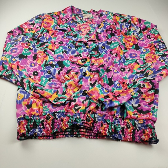 Vintage Lauren Lee Blouse Floral and Shoulder Pads - Picture 5 of 8